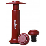 Сет вакуум помпа за затваряне на бутилки с вино EXCELSA ENOTEQUE, червен