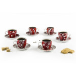 Сет чаши с чинии за еспресо 6 бр. EXCELSA MANDALA RED 120 мл.