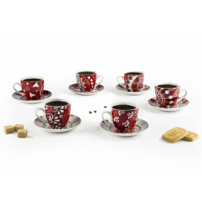 Сет чаши с чинии за еспресо 6 бр. EXCELSA MANDALA RED 120 мл.