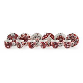 Сет чаши с чинии за еспресо 6 бр. EXCELSA MANDALA RED 120 мл.