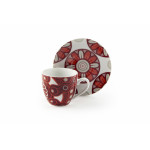 Сет чаши с чинии за еспресо 6 бр. EXCELSA MANDALA RED 120 мл.