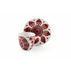 Сет чаши с чинии за еспресо 6 бр. EXCELSA MANDALA RED 120 мл.