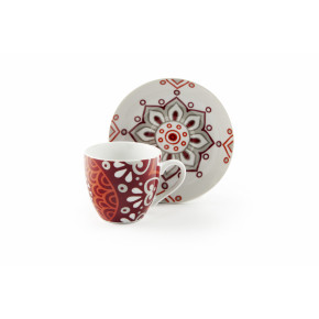 Сет чаши с чинии за еспресо 6 бр. EXCELSA MANDALA RED 120 мл.