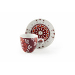 Сет чаши с чинии за еспресо 6 бр. EXCELSA MANDALA RED 120 мл.