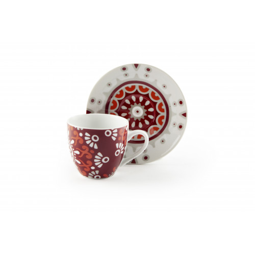 Сет чаши с чинии за еспресо 6 бр. EXCELSA MANDALA RED 120 мл.