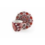 Сет чаши с чинии за еспресо 6 бр. EXCELSA MANDALA RED 120 мл.