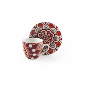 Сет чаши с чинии за еспресо 6 бр. EXCELSA MANDALA RED 120 мл.
