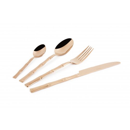 Прибори за хранене 24 части EXCELSA BAMBU, розово злато