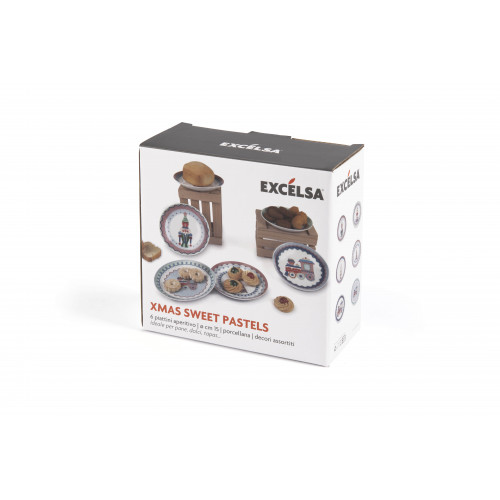 Сет десертни чинии EXCELSA XMAS SWEET PASTELS 15 см.