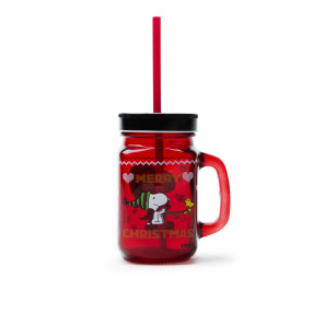 Чаша със сламка EXCELSA PEANUTS XMAS 500 мл.
