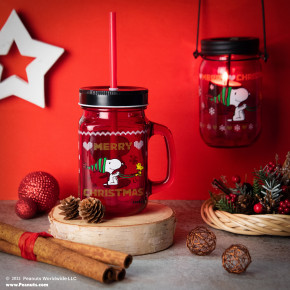 Чаша със сламка EXCELSA PEANUTS XMAS 500 мл.