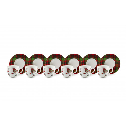 Сет чаши с чинии за еспресо 6 бр. EXCELSA TARTAN GNOME 70 мл.