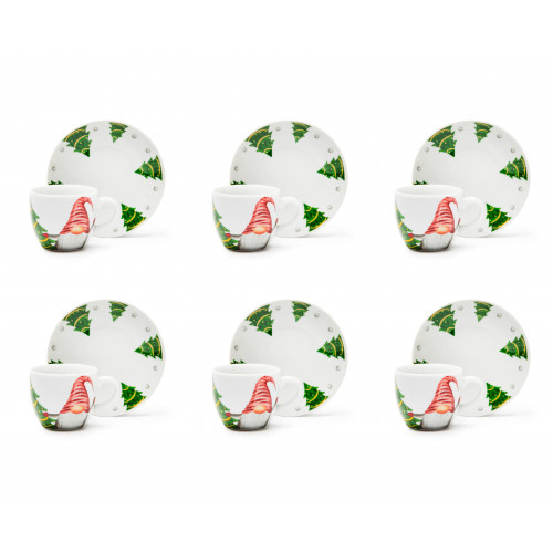 Сет чаши с чинии за еспресо 6 бр. EXCELSA GNOMO FRIENDS 70 мл.