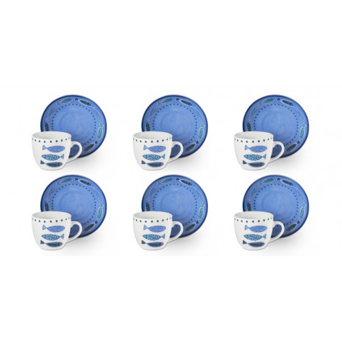 Сет чаши с чинии за еспресо 6 бр. EXCELSA OCEAN 70 мл.