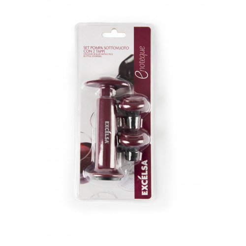 Сет вакуум помпа за затваряне на бутилки с вино EXCELSA ENOTEQUE, червен