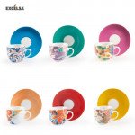 Сет чаши с чинии за еспресо 6 бр. EXCELSA KIMONO 70 мл. Сет чаши с чинии за еспресо 6 бр. EXCELSA KIMONO 70 мл.