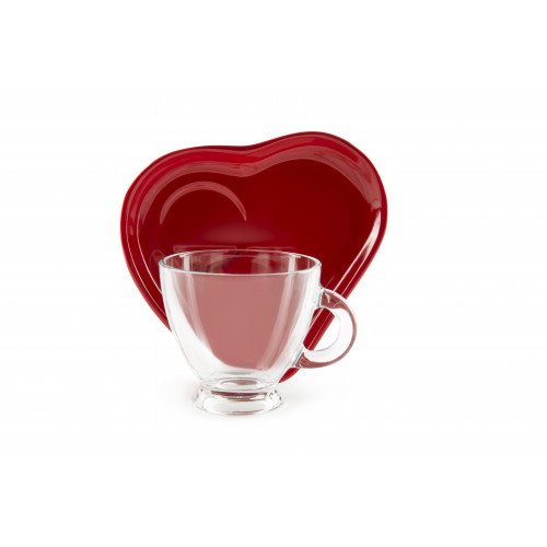 Сет чаши с чинии сърце ЕXCELSA HEART 225 мл.