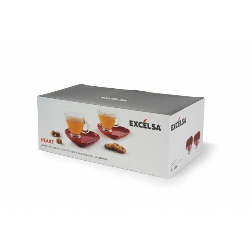 Сет чаши с чинии сърце ЕXCELSA HEART 225 мл.