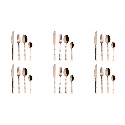 Прибори за хранене 24 части EXCELSA BAMBU, розово злато