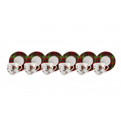 Сет чаши с чинии за еспресо 6 бр. EXCELSA TARTAN GNOME 70 мл.