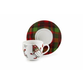 Сет чаши с чинии за еспресо 6 бр. EXCELSA TARTAN GNOME 70 мл.