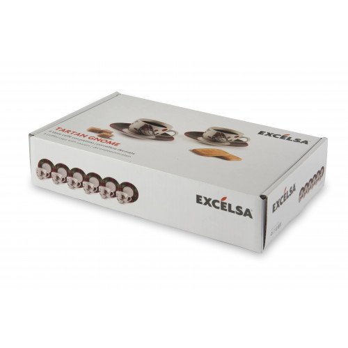 Сет чаши с чинии за еспресо 6 бр. EXCELSA TARTAN GNOME 70 мл.