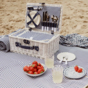 Кошница за пикник за 4 човека с одеяло HOMLA ORLANDO 46x30x20 см., бял