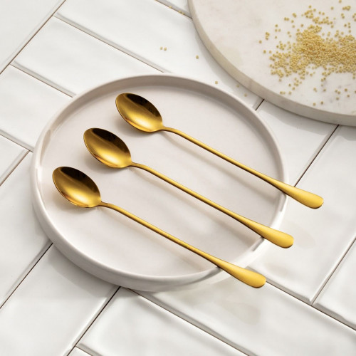 Сет лъжици за лате 3 бр. HOMLA STILO, златист