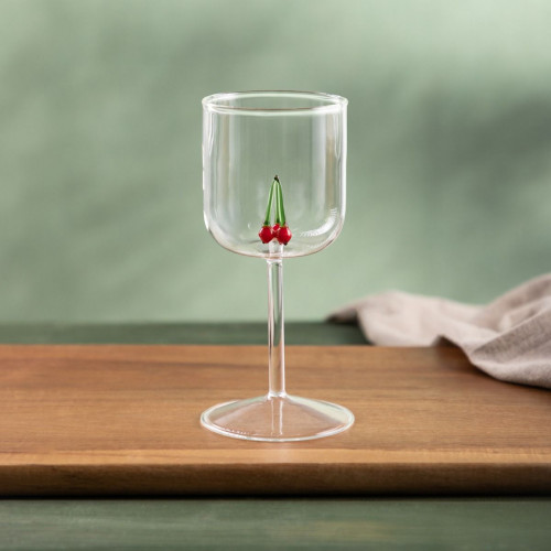 Чаша за вино с декорация череши HOMLA CEREZA 260 мл.
