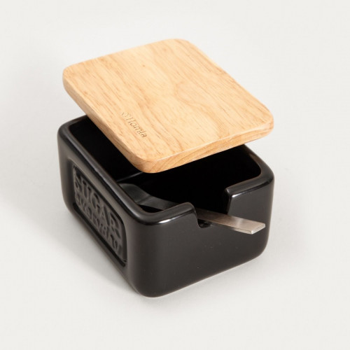 Захарница с лъжица HOMLA SYLAN 10х7 см., черен