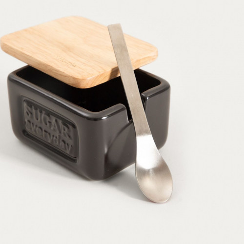 Захарница с лъжица HOMLA SYLAN 10х7 см., черен