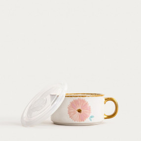 Купа с дръжка и капак HOMLA MEREN 600 мл, розов