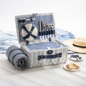 Кошница за пикник за 4 човека с одеяло HOMLA ORLANDO 46x30x20 см., бял