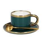 Чаша с чиния и лъжица HOMLA SINNES 200 мл., тъмнозелен  Чаша с чиния и лъжица HOMLA SINNES 200 мл., тъмнозелен