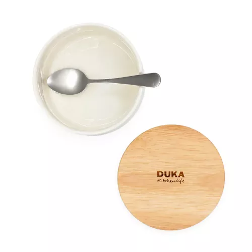 Захарница с капак и лъжица DUKA WAREWOOD, бял