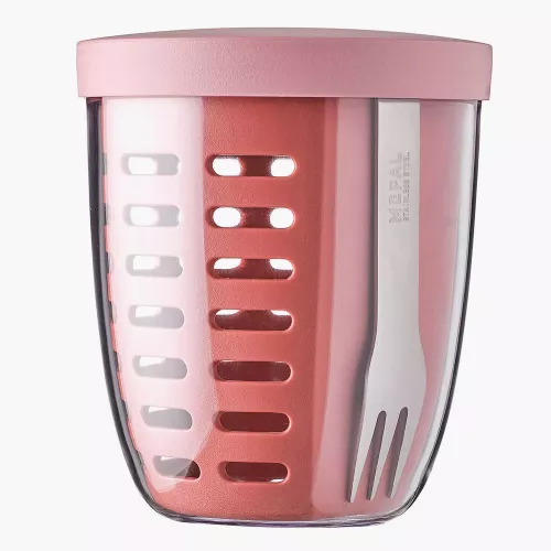 Чаша за плодове и зеленчуци с вилица MEPAL Ellipse pots, розов