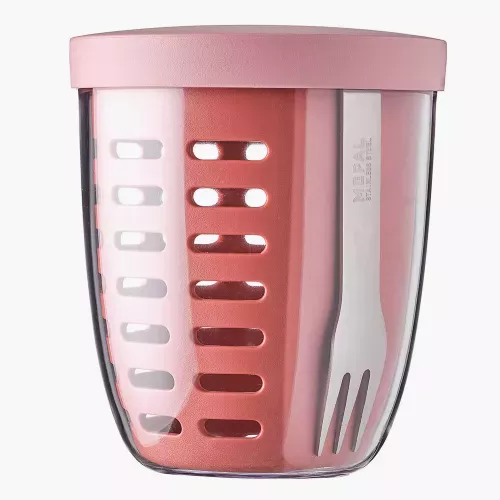 Чаша за плодове и зеленчуци с вилица MEPAL Ellipse pots, розов