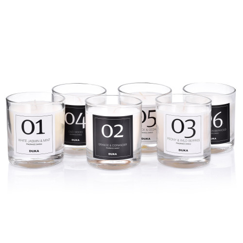 Ароматна свещ жасмин и ментол DUKA ELEGANT No.1 9 см.