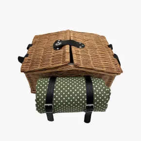 Пикник кошница за 4 души DUKA PICKNICK, зелена на точки