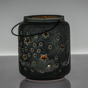 Свещник със звезди DUKA JUL LYKTA 12,5 x 15 см., сив