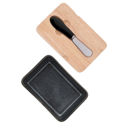 Съд за масло или сирене с нож DUKA WAREWOOD, черен