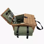Пикник кошница за 4 души DUKA PICKNICK, зелена на точки