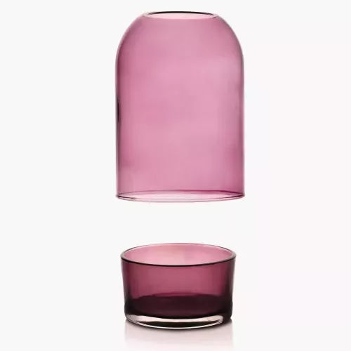 Свещник - фенер за чаена свещ DUKA GLASS 19 см., розов