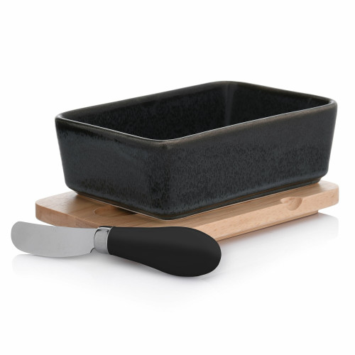 Съд за масло или сирене с нож DUKA WAREWOOD, черен
