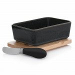 Съд за масло или сирене с нож DUKA WAREWOOD, черен