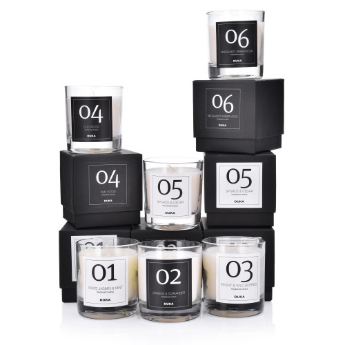 Ароматна свещ жасмин и ментол DUKA ELEGANT No.1 9 см.