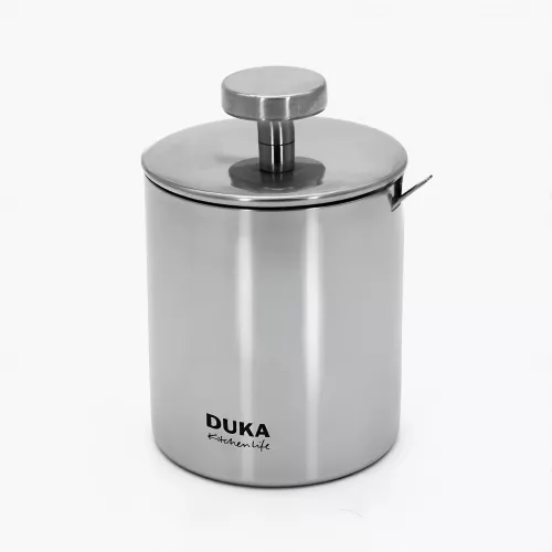 Захарница с лъжичка DUKA BARISTA, сребърна стоманена 
