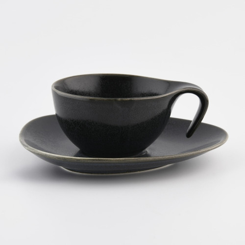 Чаша с чиния DUKA TIME DARK 150 мл., черен